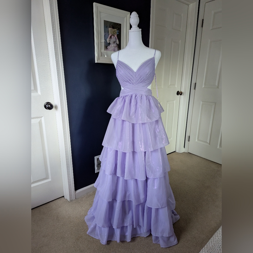 Elegant Lavender Tiered Gown